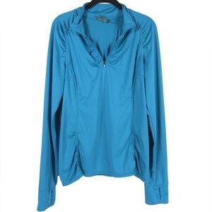 Athleta Long Sleeve‎ Intrepid Sun Shield Quarter Zip Top Ruched Blue Size LARGE
